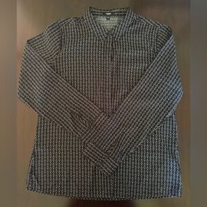 Express Black and White Print Long Sleeve Blouse